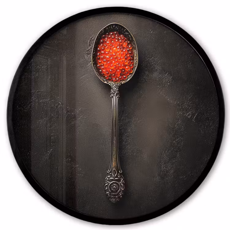 Zwart - Lepel - Caviar Fotolijst rond zonder passe partout klein -3d