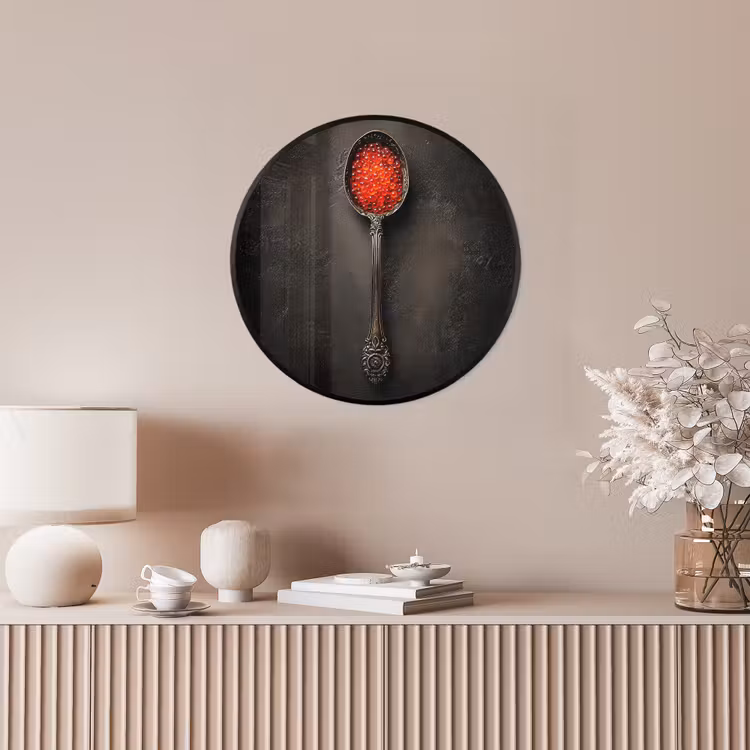 Zwart - Lepel - Caviar Fotolijst rond zonder passe partout klein -sfeer3