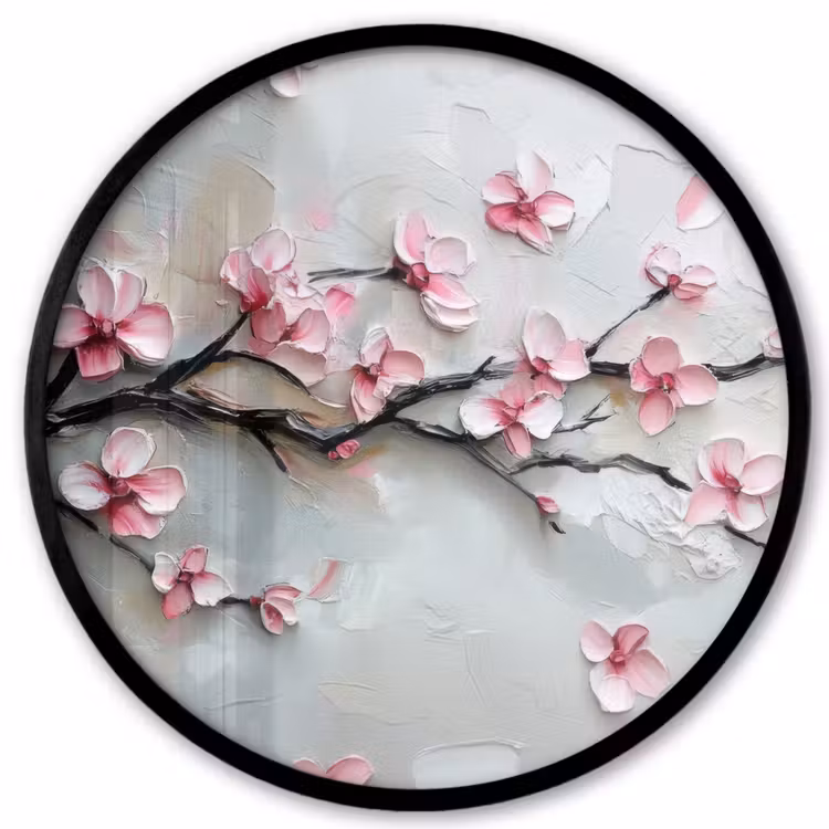 Bloesem - Kunstzinnig - Roze - Sakura Fotolijst rond zonder passe partout klein -3d