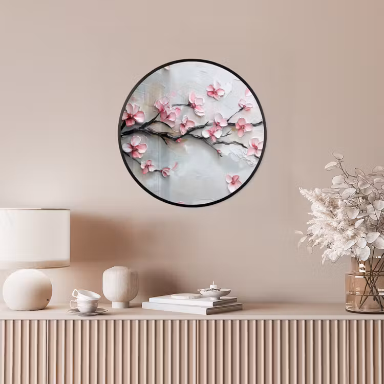 Bloesem - Kunstzinnig - Roze - Sakura Fotolijst rond zonder passe partout klein -sfeer3