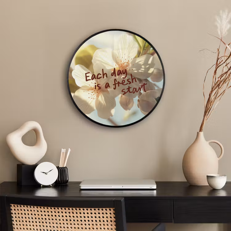 Bloesems - Zonlicht - Quote - Wit Fotolijst rond zonder passe partout klein -sfeer1
