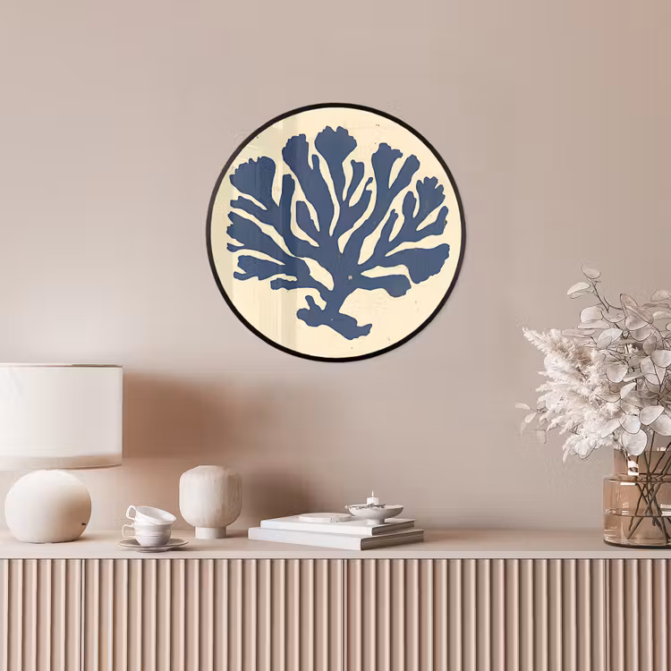Blauw koraal - Vertakkingen - Beige Fotolijst rond zonder passe partout klein -sfeer3