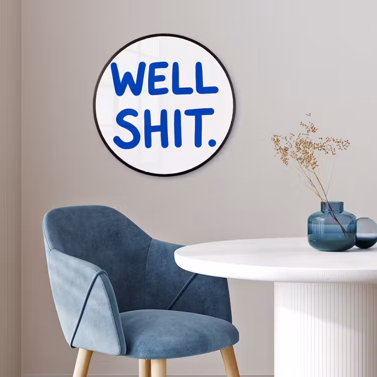 Blauw - Quote - Wit Fotolijst rond zonder passe partout klein -sfeer2