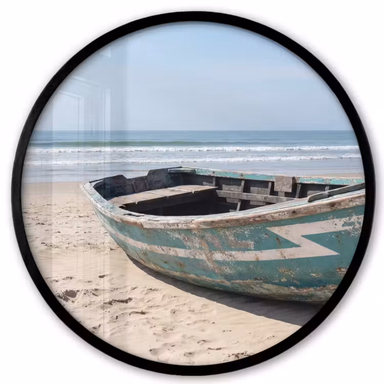 Boot - Zandstrand - Zee Fotolijst rond zonder passe partout klein -3d