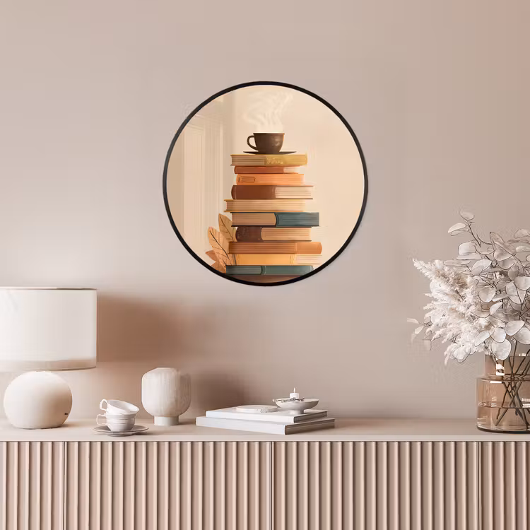 Boeken - Toren - Koffie - Beige Fotolijst rond zonder passe partout klein -sfeer3