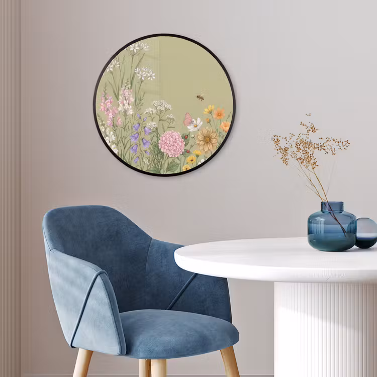 Botanisch - Bloemen - Kleurrijk Fotolijst rond zonder passe partout klein -sfeer2