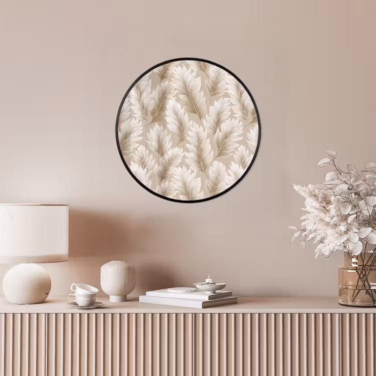 Botanisch - Patroon - Beige Fotolijst rond zonder passe partout klein 856 -sfeer3