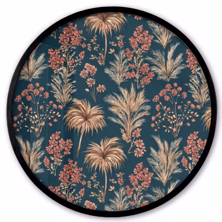 Botanisch - Patroon - Blauw Fotolijst rond zonder passe partout klein 856 -3d