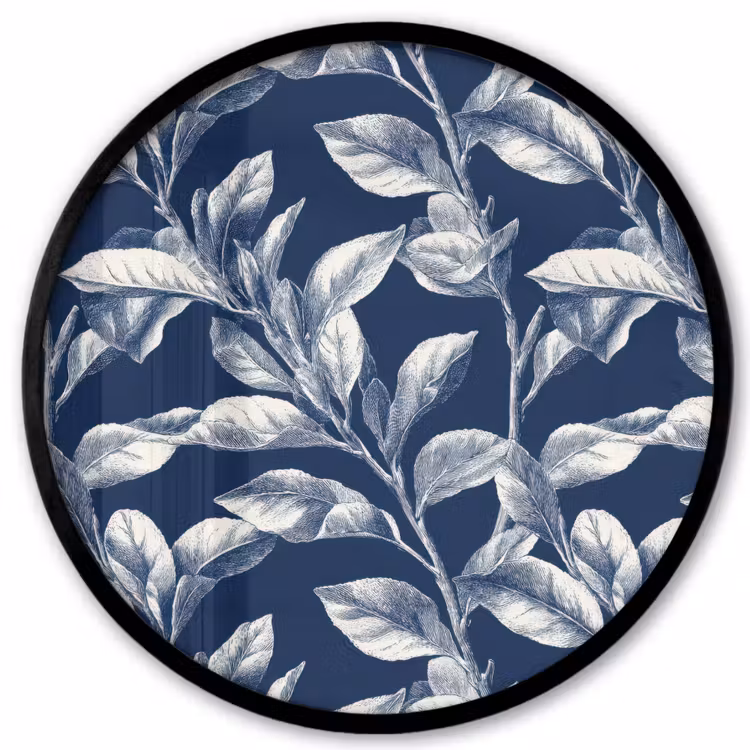 Botanisch - Patroon - Blauw Fotolijst rond zonder passe partout klein 856 -3d