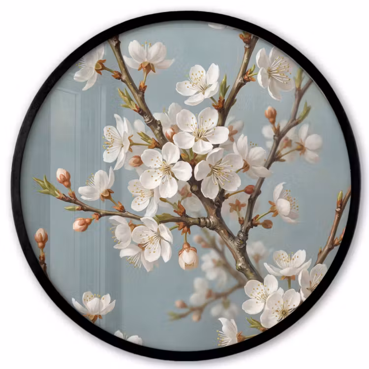 Botanisch - Stilleven - Blauw Fotolijst rond zonder passe partout klein -3d