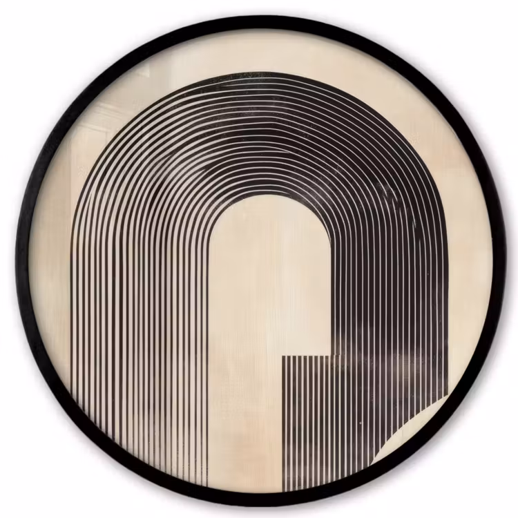 Boog -  Strepen - Minimalistisch - Zwart Fotolijst rond zonder passe partout klein -3d