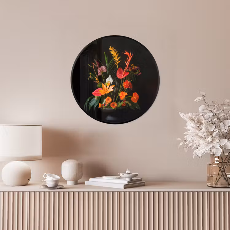 Schaal - Boeket - Bloemen Fotolijst rond zonder passe partout klein -sfeer3