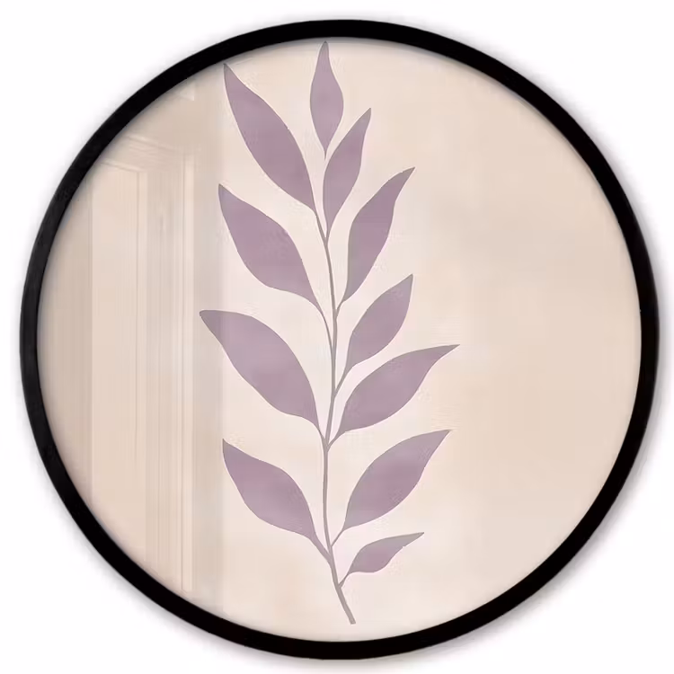 Tak - Bladeren - Minimalistisch - Beige Fotolijst rond zonder passe partout klein -3d