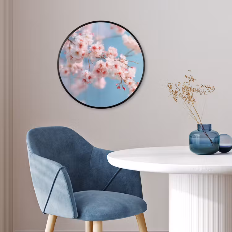 Takken - Bloesems - Roze Fotolijst rond zonder passe partout klein -sfeer2