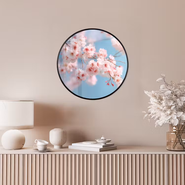 Takken - Bloesems - Roze Fotolijst rond zonder passe partout klein -sfeer3