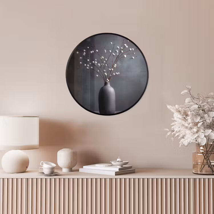 Takken - Vaas - Bolletjes - Wit Fotolijst rond zonder passe partout klein -sfeer3