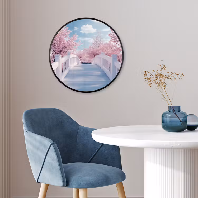 Brug - Kersenbomen - Wit Fotolijst rond zonder passe partout klein -sfeer2