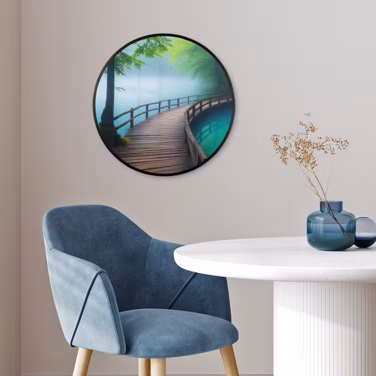 Brug - Water - Rivier - Bos Fotolijst rond zonder passe partout klein -sfeer2
