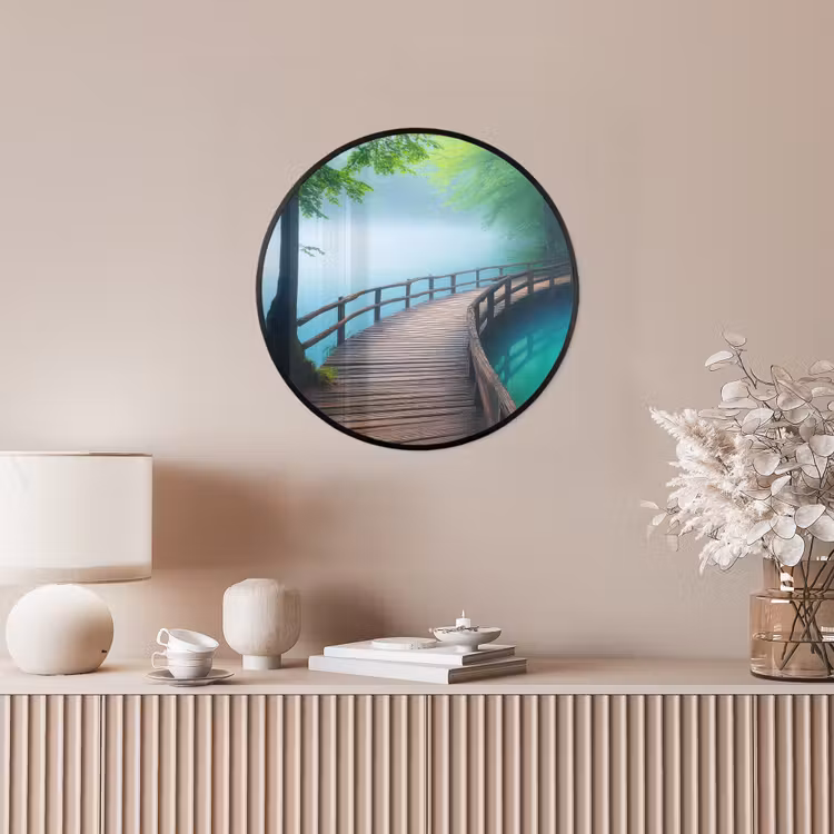 Brug - Water - Rivier - Bos Fotolijst rond zonder passe partout klein -sfeer3