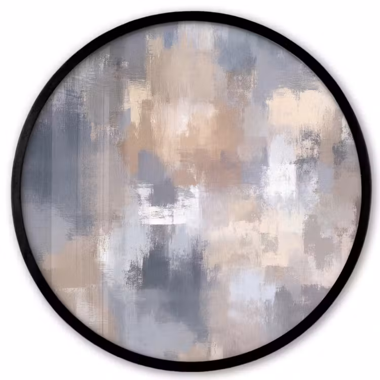 Penseelstreken - Schilderij - Beige Fotolijst rond zonder passe partout klein -3d