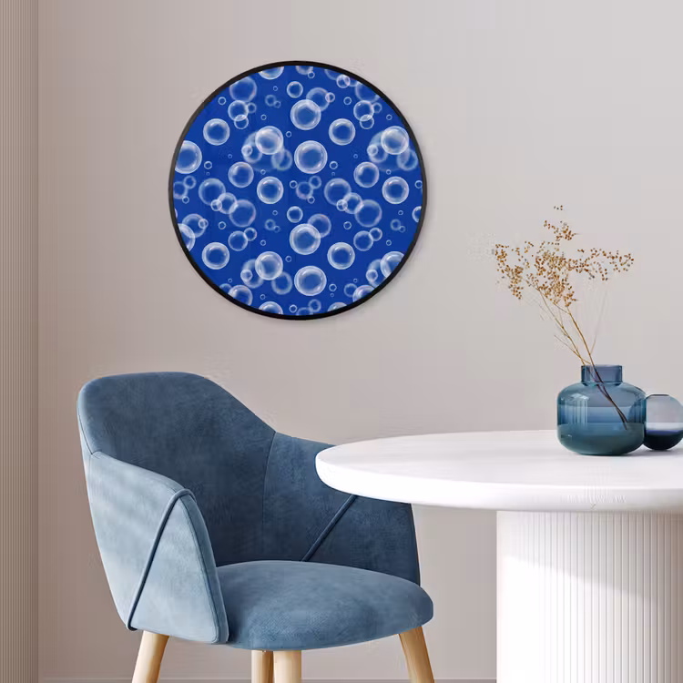 Bubbels - Patroon - Blauw Fotolijst rond zonder passe partout klein -sfeer2