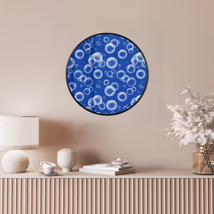 Bubbels - Patroon - Blauw Fotolijst rond zonder passe partout klein -sfeer3