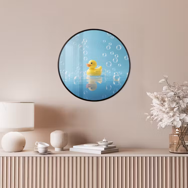 Bubbels - Badeend - Geel Fotolijst rond zonder passe partout klein -sfeer3