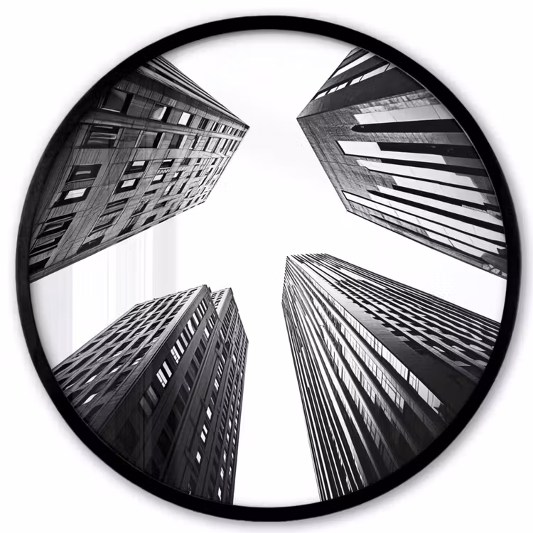 Gebouwen - Lucht - Zwart Fotolijst rond zonder passe partout klein -3d