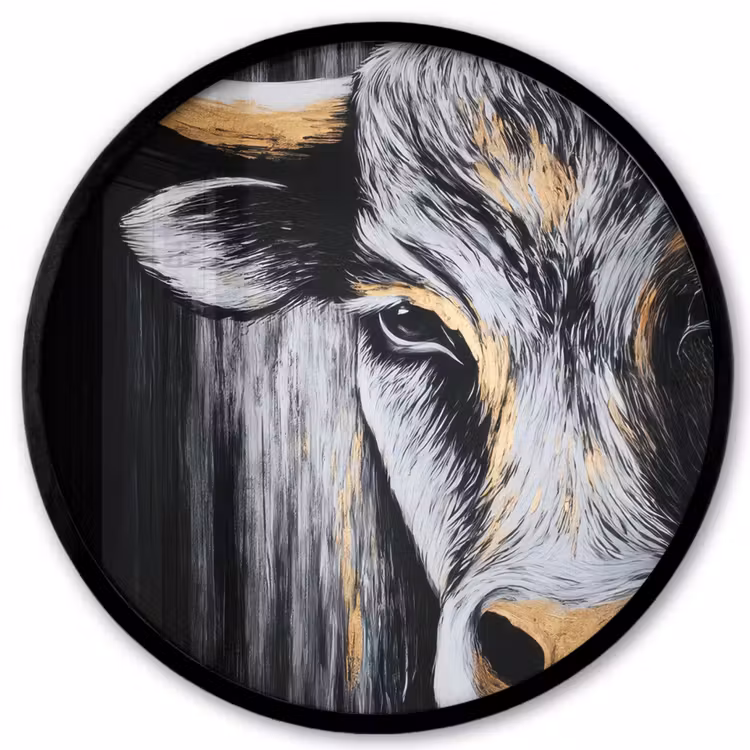 Stier - Hoorns - Snuit - Goud Fotolijst rond zonder passe partout klein -3d