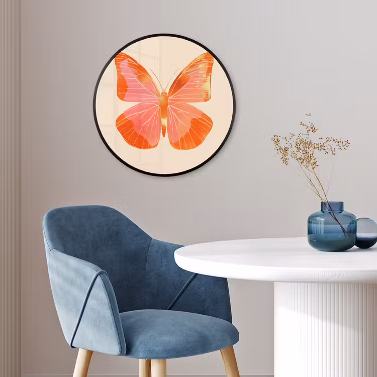 Vlinder - Minimalistisch - Roze Fotolijst rond zonder passe partout klein -sfeer2