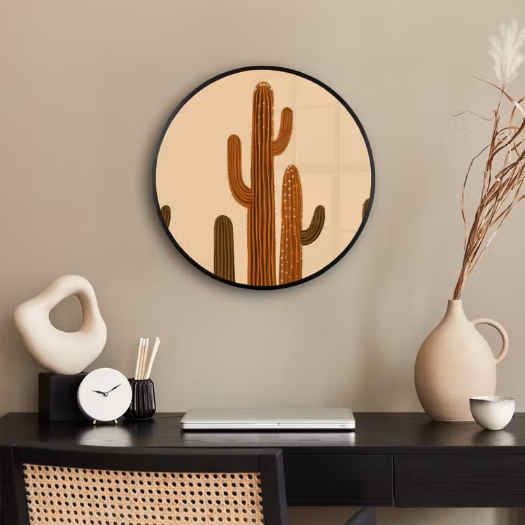 Cactus - Woestijn - Zand - Bruin Fotolijst rond zonder passe partout klein -sfeer1