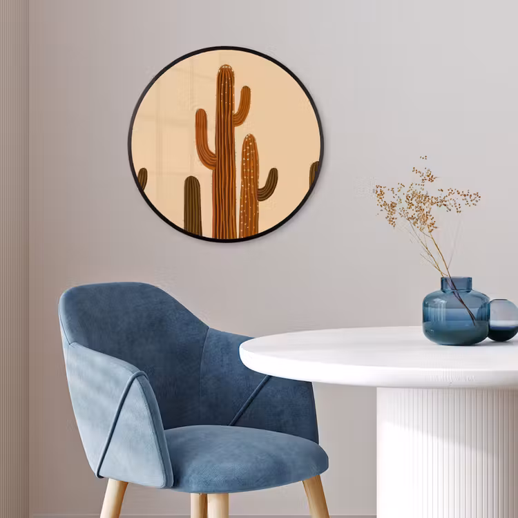 Cactus - Woestijn - Zand - Bruin Fotolijst rond zonder passe partout klein -sfeer2