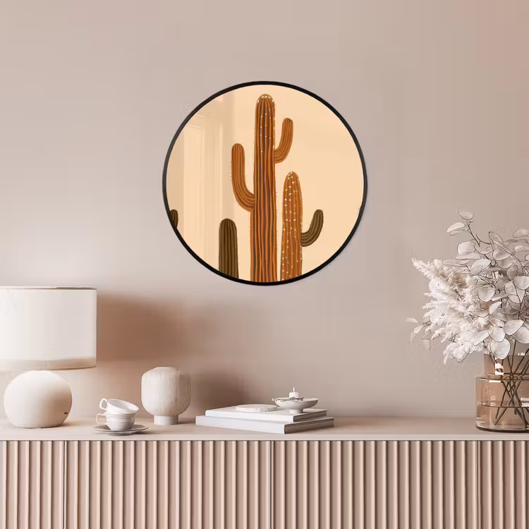 Cactus - Woestijn - Zand - Bruin Fotolijst rond zonder passe partout klein -sfeer3