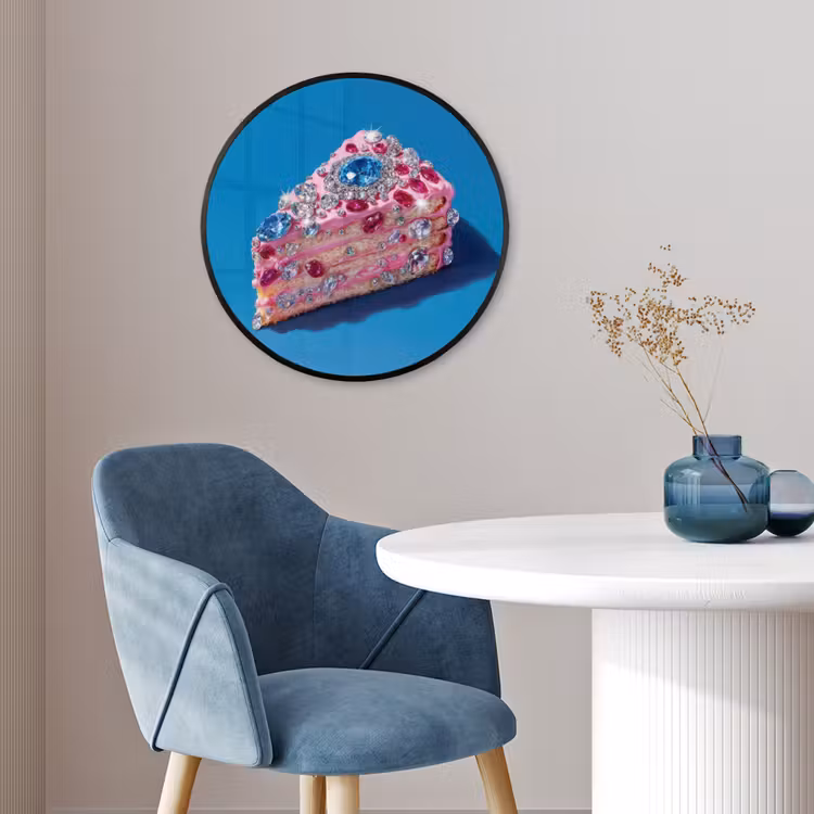 Taart - Edelstenen - Glitters - Roze Fotolijst rond zonder passe partout klein -sfeer2