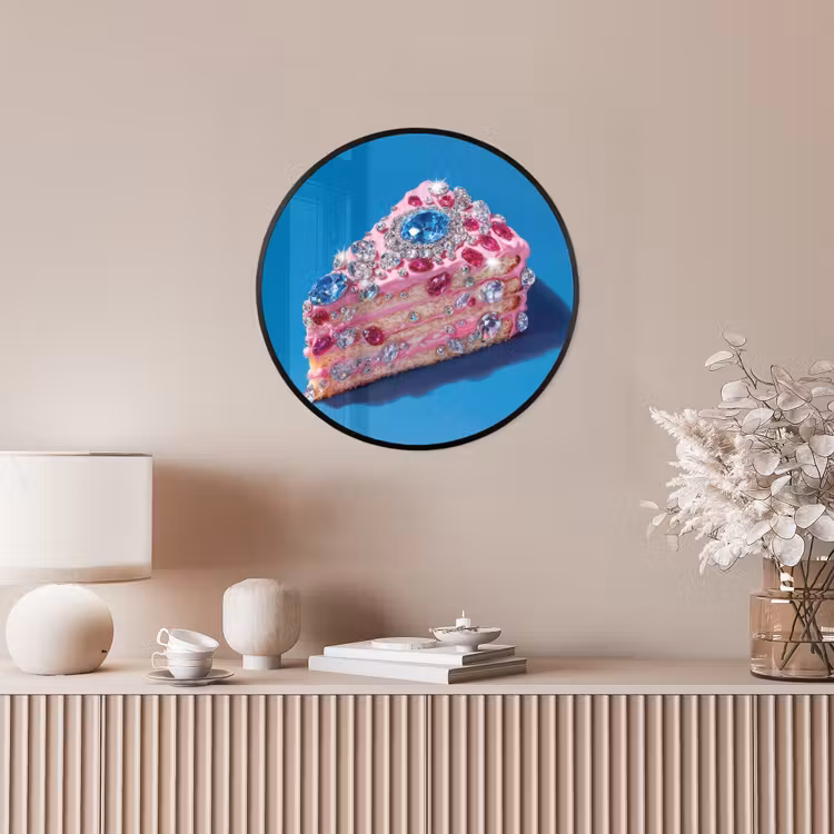 Taart - Edelstenen - Glitters - Roze Fotolijst rond zonder passe partout klein -sfeer3
