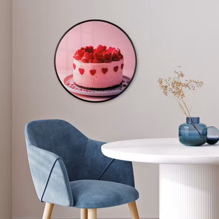 Taart - Hart - Roze Fotolijst rond zonder passe partout klein -sfeer2