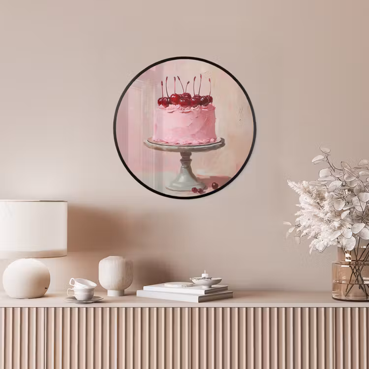 Taart - Pink - Cherry Fotolijst rond zonder passe partout klein -sfeer3