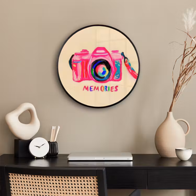 Camera - Memories - Roze - Geschilderd Fotolijst rond zonder passe partout klein -sfeer1