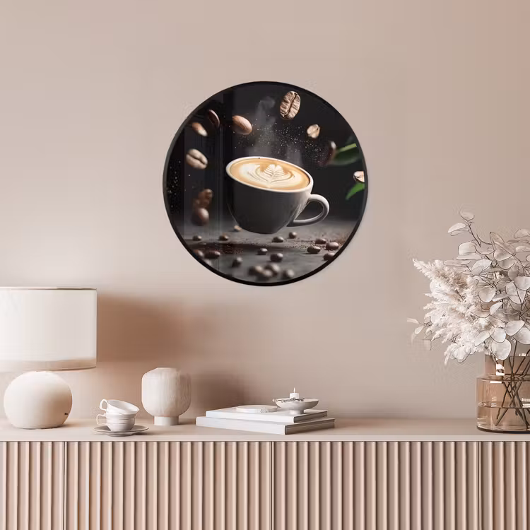 Cappuccino - Kop - Bonen - Bruin Fotolijst rond zonder passe partout klein -sfeer3