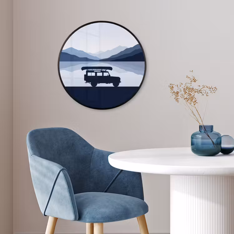 Auto - Meer - Bergen - Blauw Fotolijst rond zonder passe partout klein -sfeer2