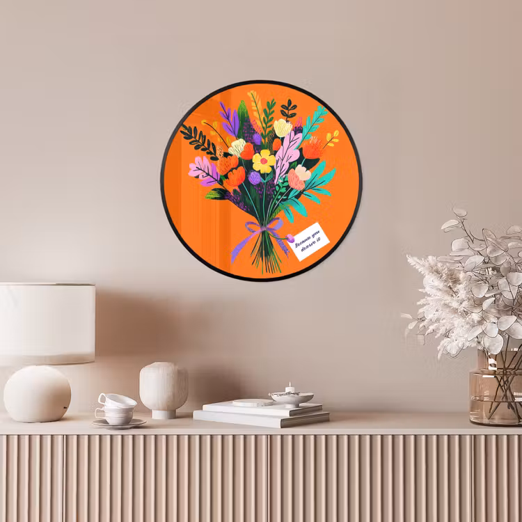 Kaartje - Boeket - Bloemen Fotolijst rond zonder passe partout klein -sfeer3