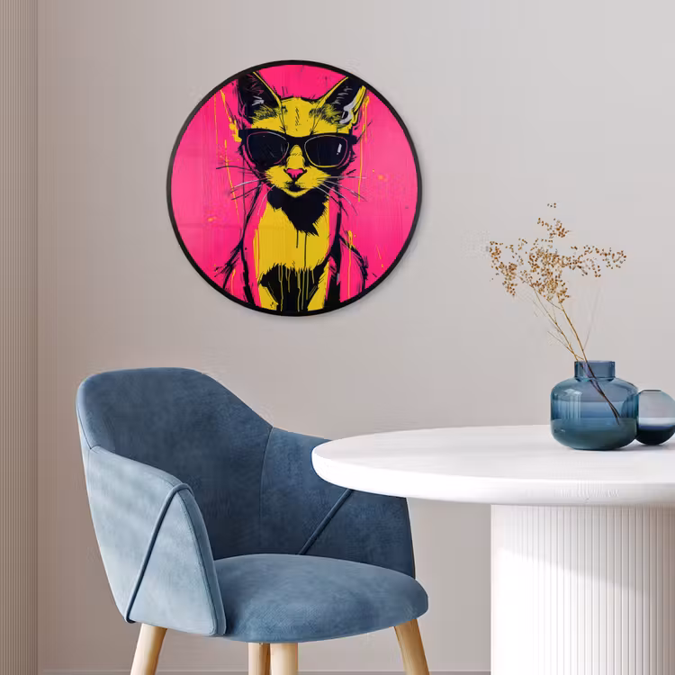Kat - Art - Zonnebril - Roze Fotolijst rond zonder passe partout klein -sfeer2