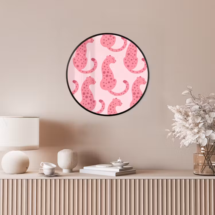 Kat - Gevlekt - Dieren - Patroon - Roze Fotolijst rond zonder passe partout klein -sfeer3