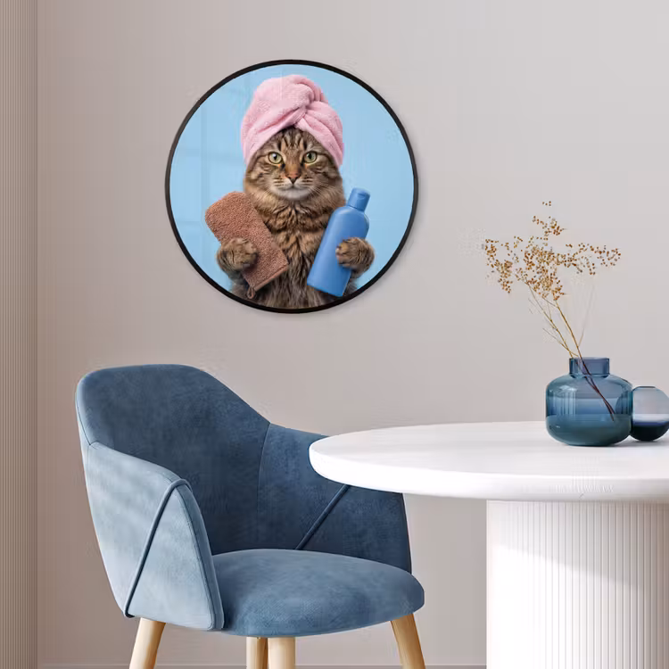 Kat - Handdoek - Washand - Zeep Fotolijst rond zonder passe partout klein -sfeer2