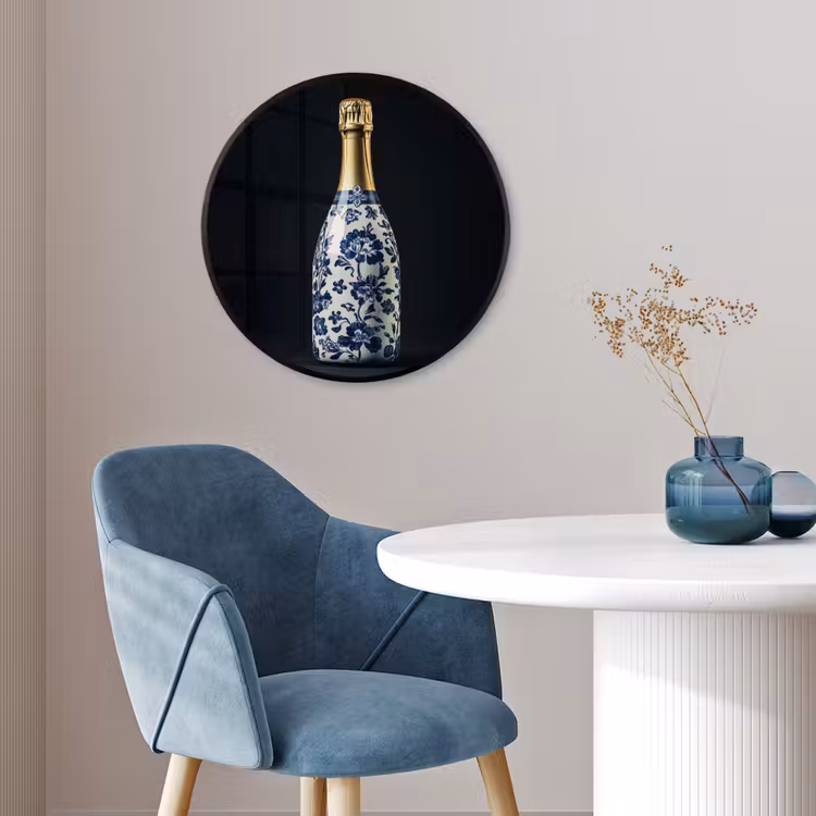 Champagne - Bloemen - Goud - Chique Fotolijst rond zonder passe partout klein -sfeer2