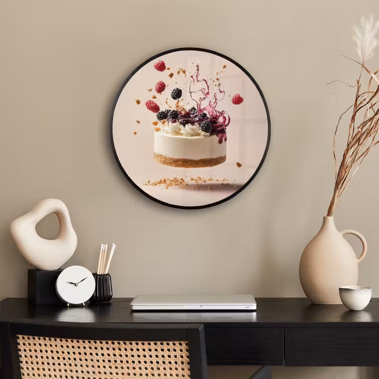 Cheesecake - Eten - Roze - Taart Fotolijst rond zonder passe partout klein -sfeer1