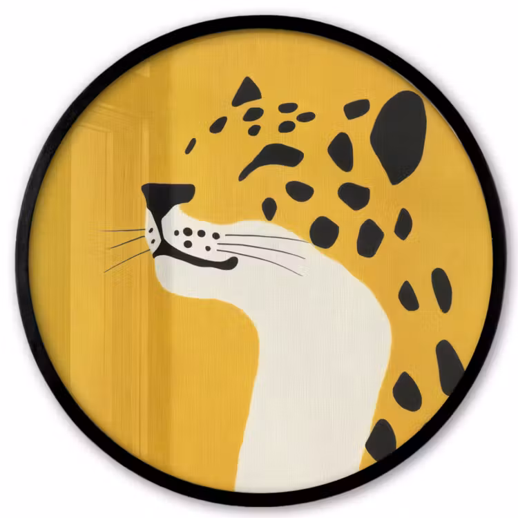 Cheetah - Illustratie - Geel Fotolijst rond zonder passe partout klein -3d
