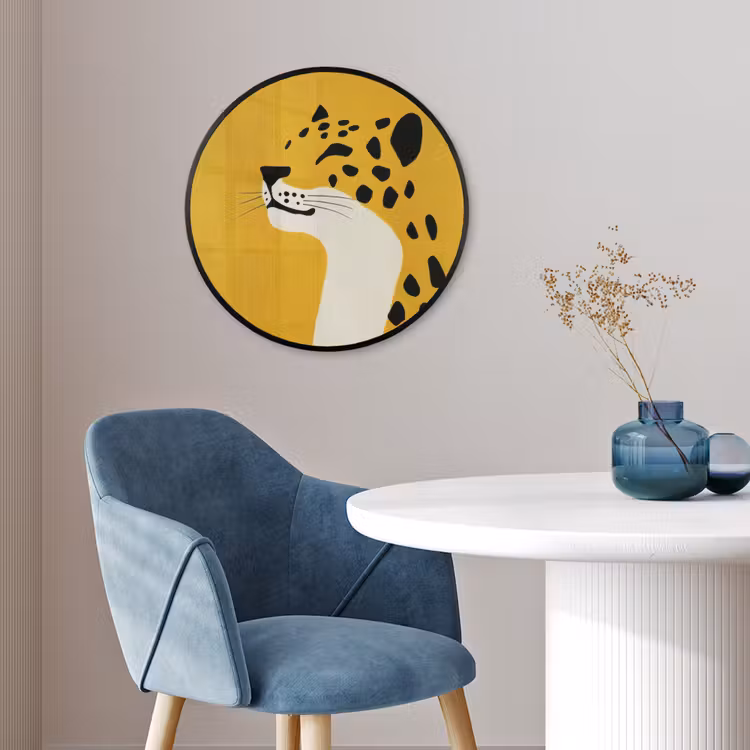 Cheetah - Illustratie - Geel Fotolijst rond zonder passe partout klein -sfeer2