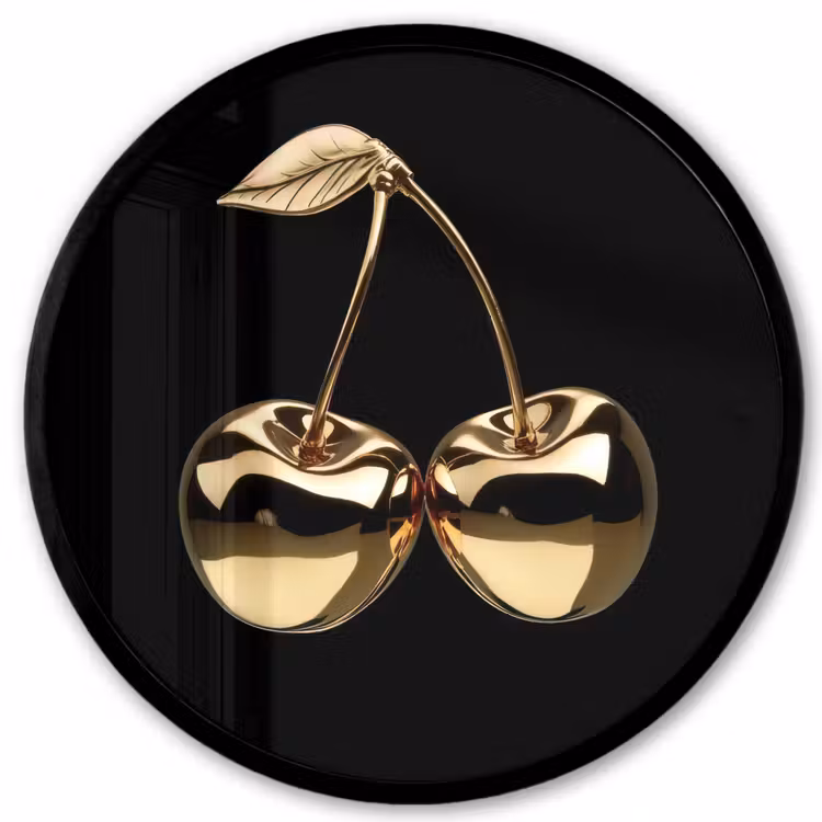 Kersen - Zwart - Goud - Chrome Fotolijst rond zonder passe partout klein -3d