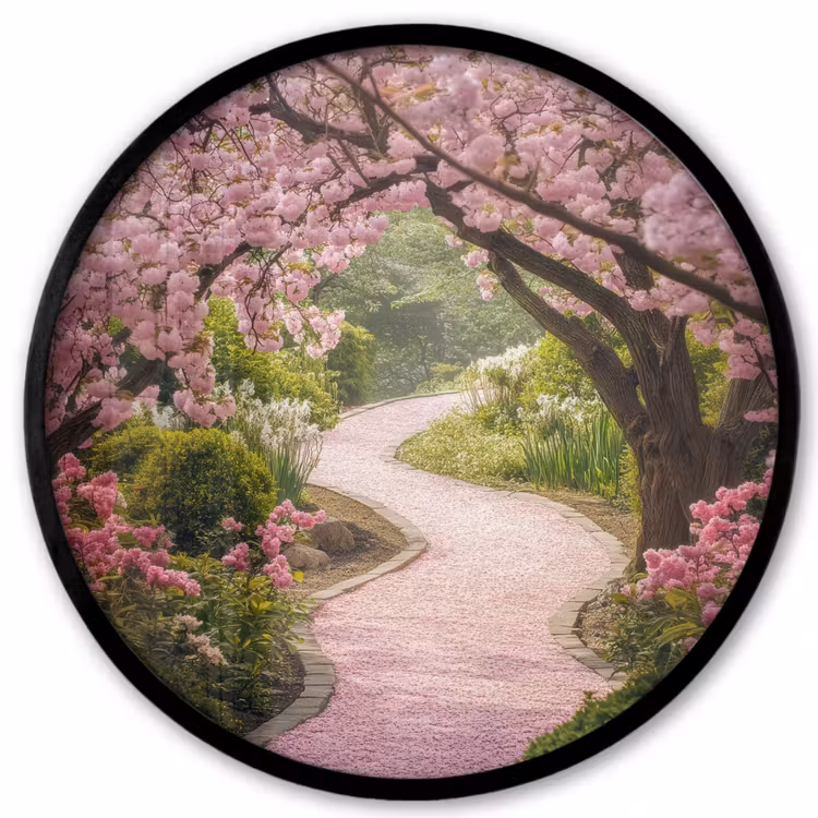 Kersenbloesem - Natuur - Sakura - Pad - Japanse tuin Fotolijst rond zonder passe partout klein -3d